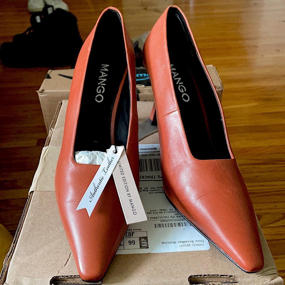 Burnt Orange Heels by Mango
